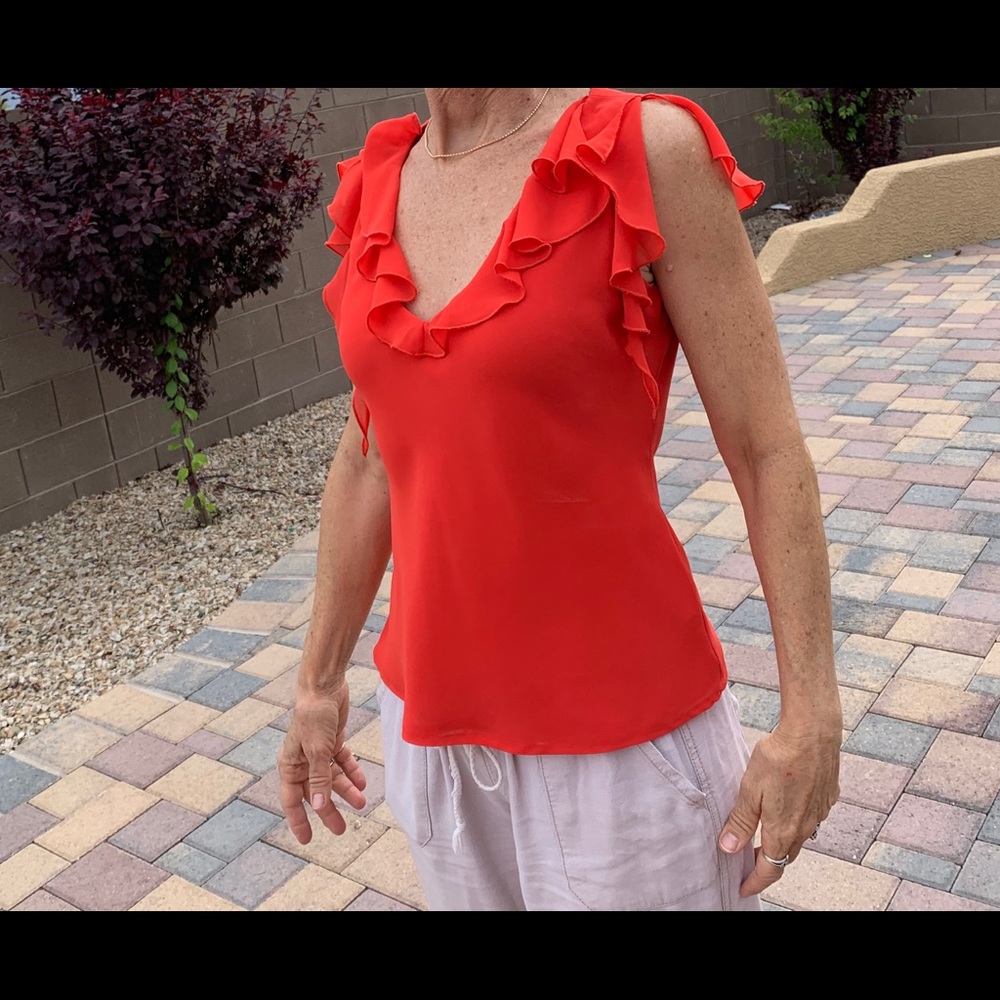Silky Beautiful red-orange blouse